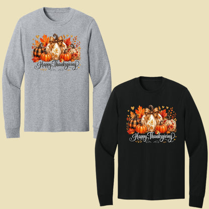 Happy Thanksgiving Fall Leaves Pumpkins Retro Autumn T-Shirt, Thanksgiving Tee