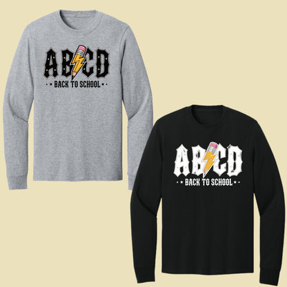 Rock Back to School ABCD Lightning Pencil T-Shirt, Teacher Student Music Tee