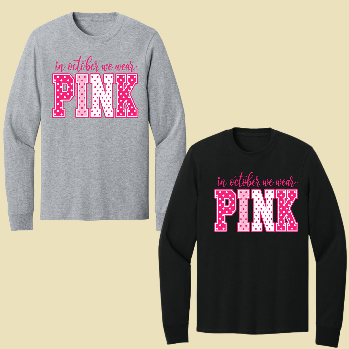 Breast Cancer Awareness In October We Wear Pink T-Shirt, Varsity Polka Dot Women Tee