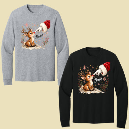 Christmas Reindeer Santa Boop Rudolph T-Shirt, Cute Baby Deer Holiday Tee