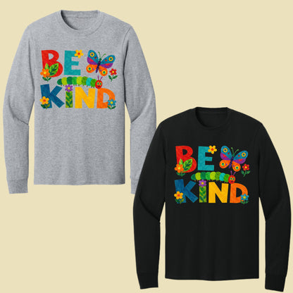 Be Kind Caterpillar Butterfly T-Shirt, Colorful Flowers Storybook Teacher Comfort Color Tee
