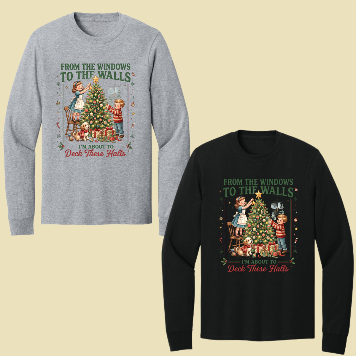 From the Windows to the Walls Christmas Tree T-Shirt, Funny Vintage Holiday Tee
