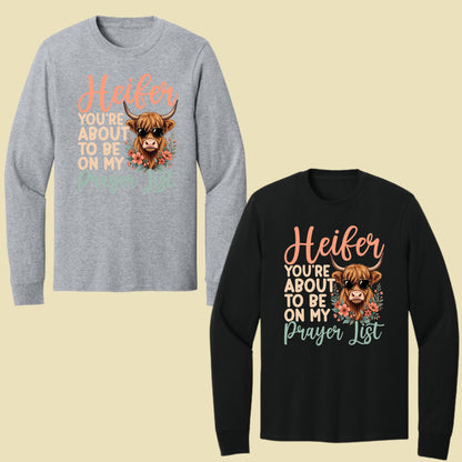 Sassy Highland Cow Prayer List T-Shirt, Sunglasses Floral Country Western Tee