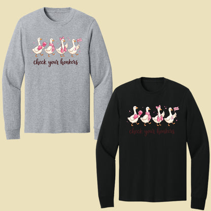 Check Your Honkers Ducks Breast Cancer Awareness T-Shirt, Pink Ribbon Boxing Gloves Geese Tee