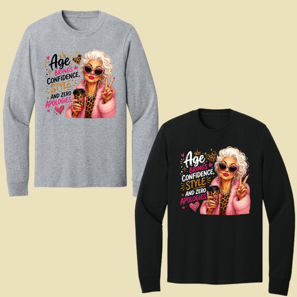 Age Brings Confidence Senior Woman T-Shirt, Fabulous Glam Leopard Coffee Comfort Color Tee
