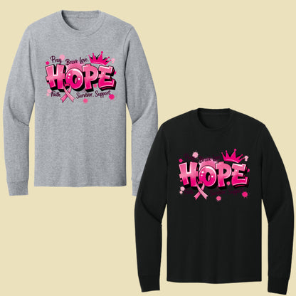 Breast Cancer Hope Pink Ribbon T-Shirt, Survivor Awareness Support Comfort Color Tee