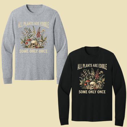 All Plants Are Edible Skull Wildflowers T-Shirt, Sarcastic Mushroom Botanical Comfort Color Tee