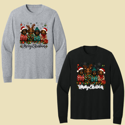 Christmas Dachshund Merry Christmas Dogs T-Shirt, Santa Hat Holiday Pet Lover Tee