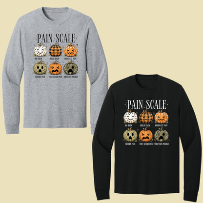 Funny Fall Pumpkin Pain Scale Nurse T-Shirt, Halloween Medical Humor Tee