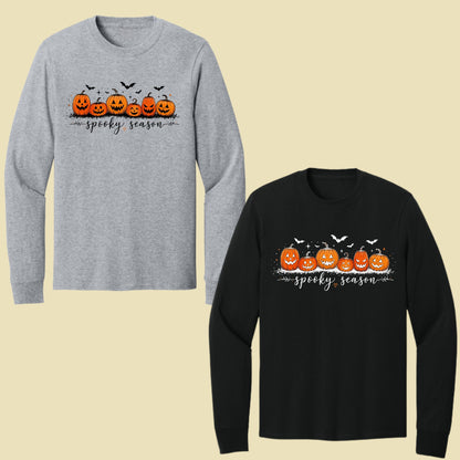 Spooky Season Jack O Lantern T-Shirt, Pumpkin Patch Bats Cursive Halloween Tee Sweatshirt