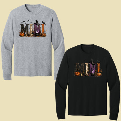 Mini Halloween Witch Hat Cauldron Pumpkin Kids T-Shirt, Spooky Season Tee