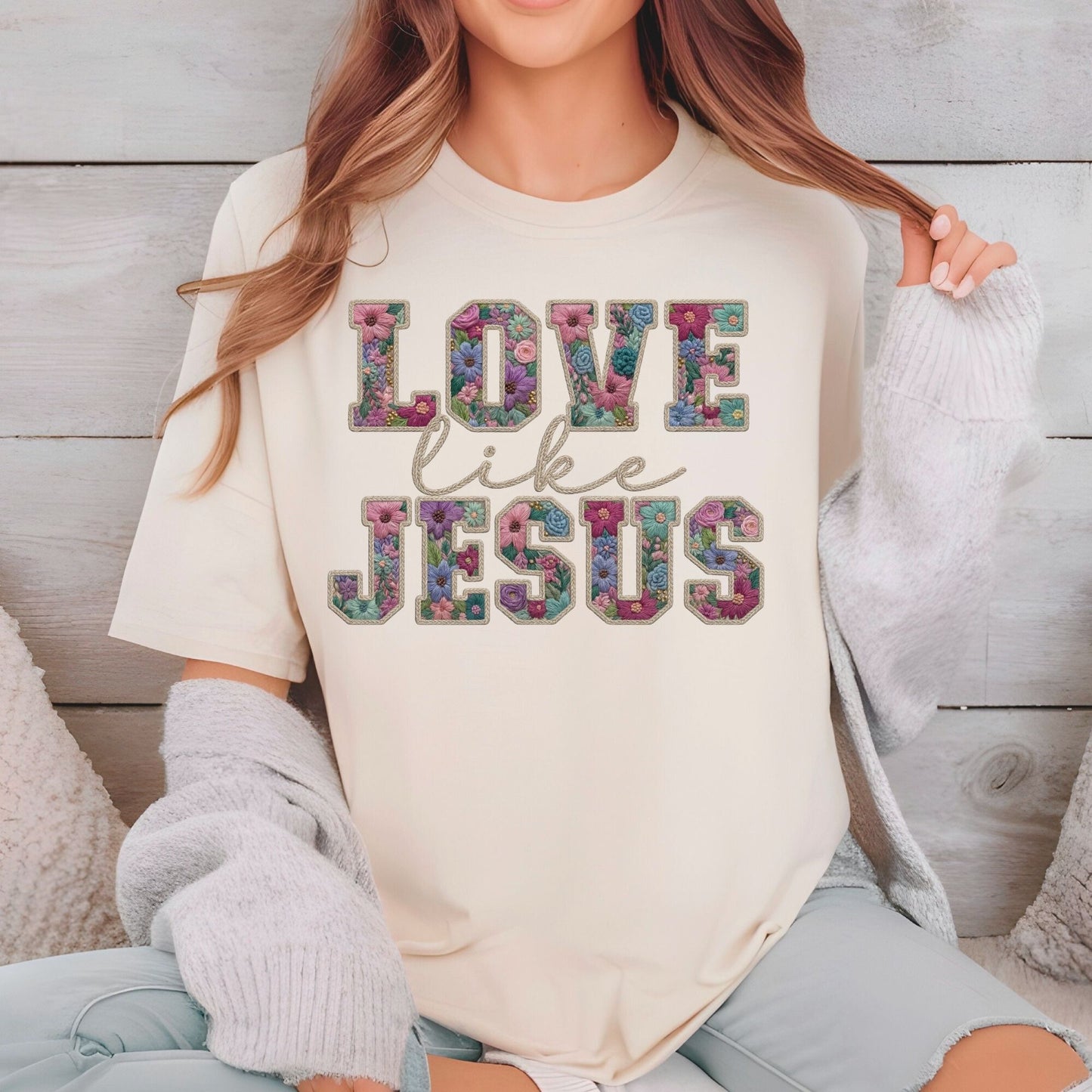 Love Like Jesus DTF Transfer Ready to Press Christian Faith Floral Religious Spiritual Gift For Her Flowers UV Sticker Prints