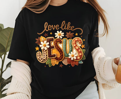 Love Like Jesus T Shirt Christian Fall Tee Religious Leopard Print Shirt Faith Gift For Her Adult Youth Toddler Baby Boho Autumn Apparel