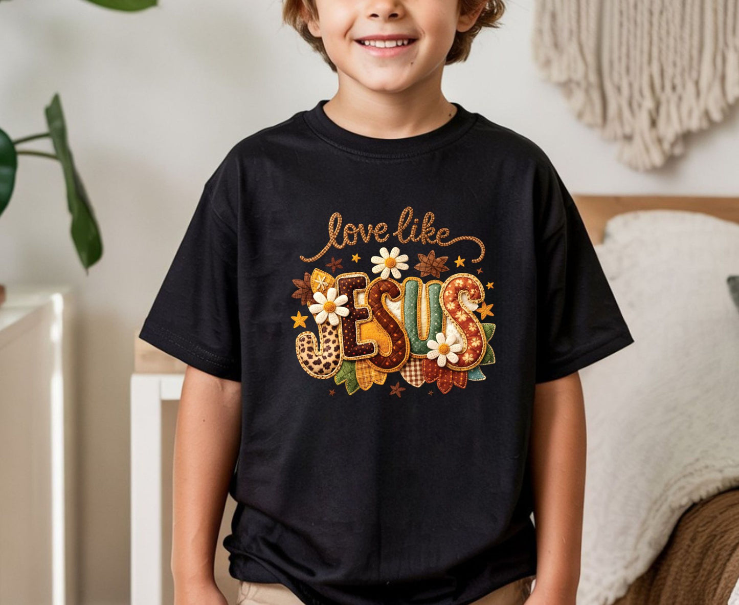 Love Like Jesus T Shirt Christian Fall Tee Religious Leopard Print Shirt Faith Gift For Her Adult Youth Toddler Baby Boho Autumn Apparel