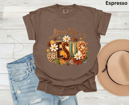 Love Like Jesus T Shirt Christian Fall Tee Religious Leopard Print Shirt Faith Gift For Her Adult Youth Toddler Baby Boho Autumn Apparel