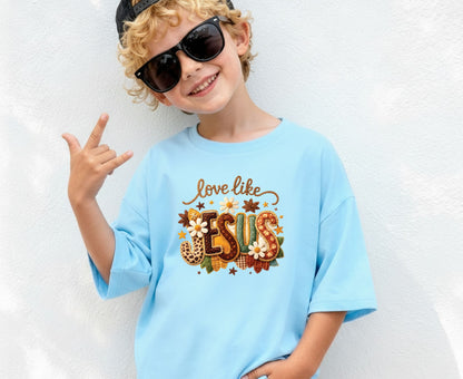 Love Like Jesus T Shirt Christian Fall Tee Religious Leopard Print Shirt Faith Gift For Her Adult Youth Toddler Baby Boho Autumn Apparel