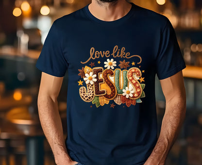 Love Like Jesus T Shirt Christian Fall Tee Religious Leopard Print Shirt Faith Gift For Her Adult Youth Toddler Baby Boho Autumn Apparel