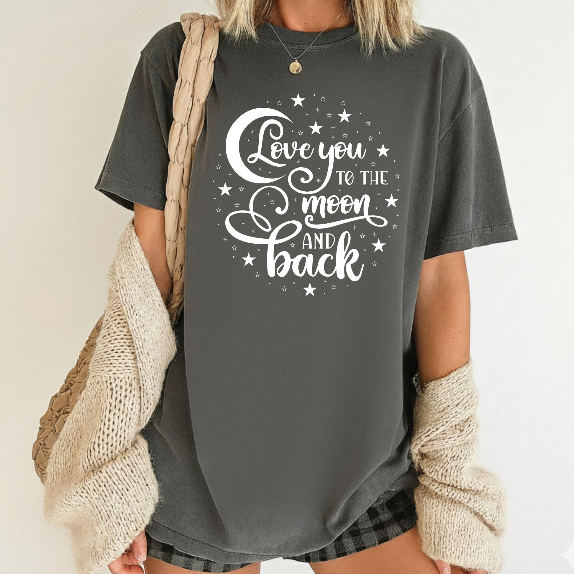 Love You To The Moon And Back Comfort Colors T Shirt Celestial Stars Youth Tee Nursery Quote Children Sweatshirt Kids Apparel Toddler Gifts