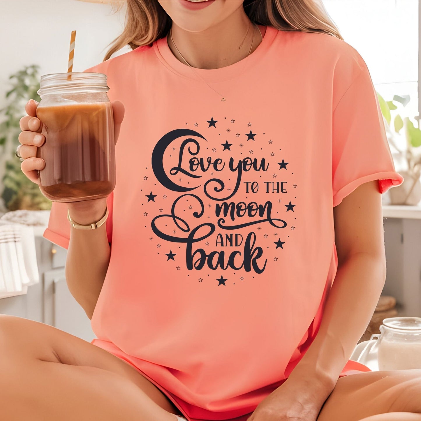 Love You To The Moon And Back DTF Transfer Ready to Press Crescent Moon Stars Celestial Family Gift Nursery Decor UV Sticker Prints