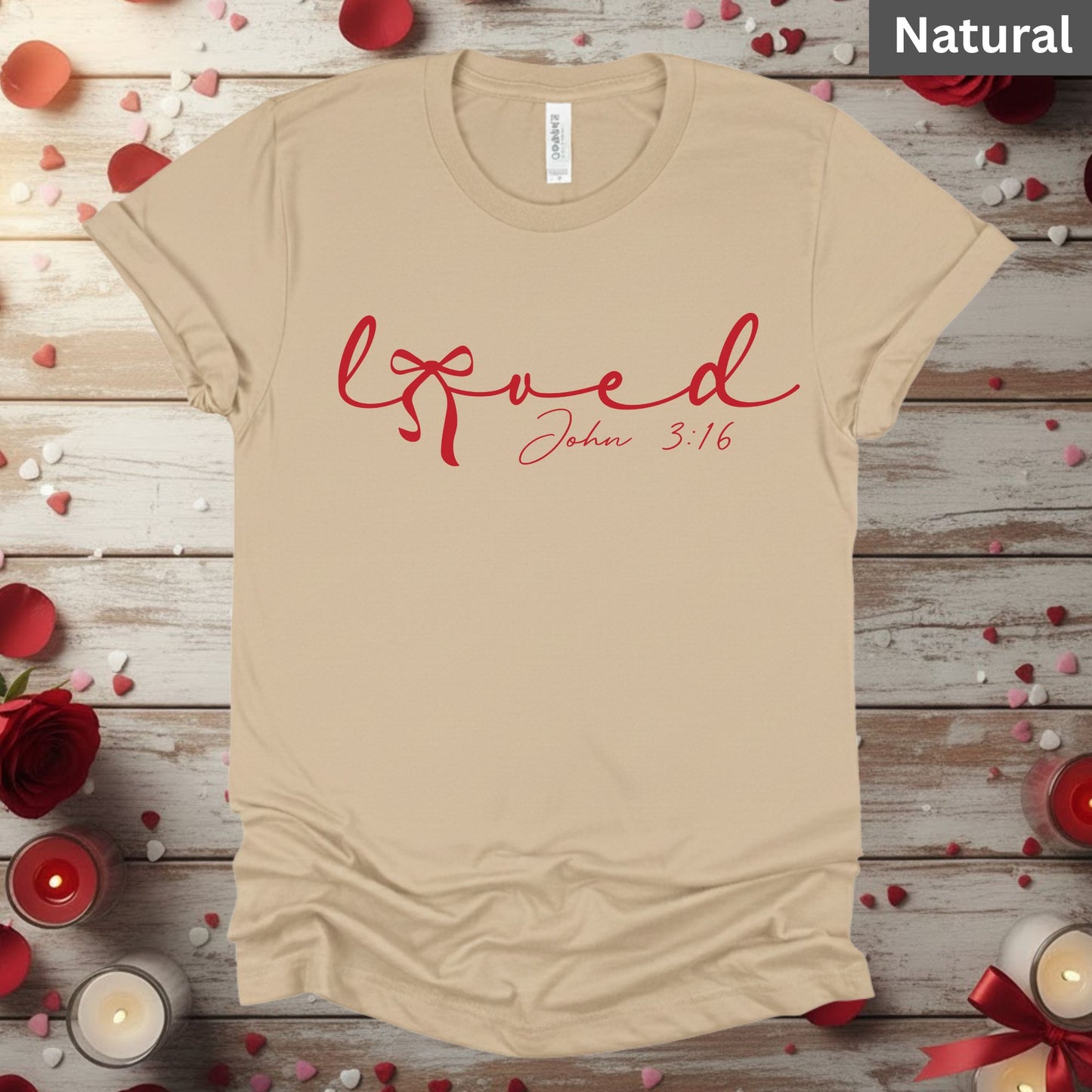 Loved Shirts John 3:16 Christian Valentine & Easter Tee, Comfort Colors Jesus T-Shirt, Bible Verse Gift for Her, Religious Sweatshirt for Mom & Sister, Bella Canvas Faith Apparel