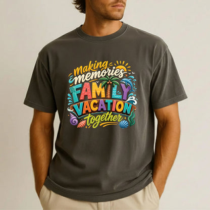 Making Memories Together Family Vacation Retro Beach DTF Transfer Ready to Press Summer Trip UV DTF Sticker Palm Tree & Dolphin Heat Transfer for Shirts