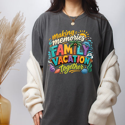 Making Memories Together Family Vacation Retro Beach DTF Transfer Ready to Press Summer Trip UV DTF Sticker Palm Tree & Dolphin Heat Transfer for Shirts