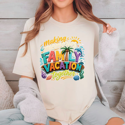 Making Memories Together Family Vacation Retro Beach DTF Transfer Ready to Press Summer Trip UV DTF Sticker Palm Tree & Dolphin Heat Transfer for Shirts