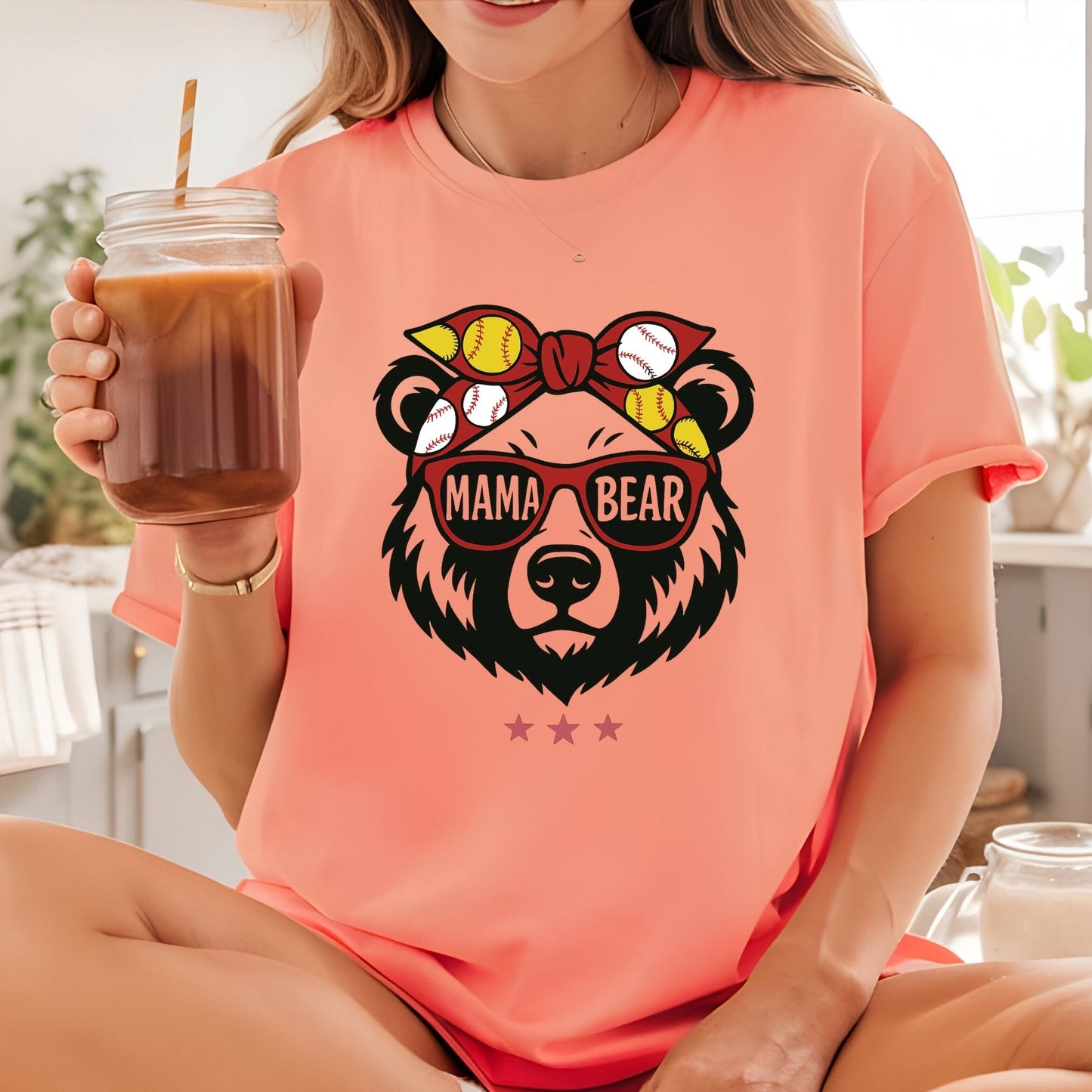 Mama Bear Baseball Mom DTF Transfer ready to Press Sports Mum Heat Transfer for Shirts Mommy UV Sticker Prints Iron on Transfer