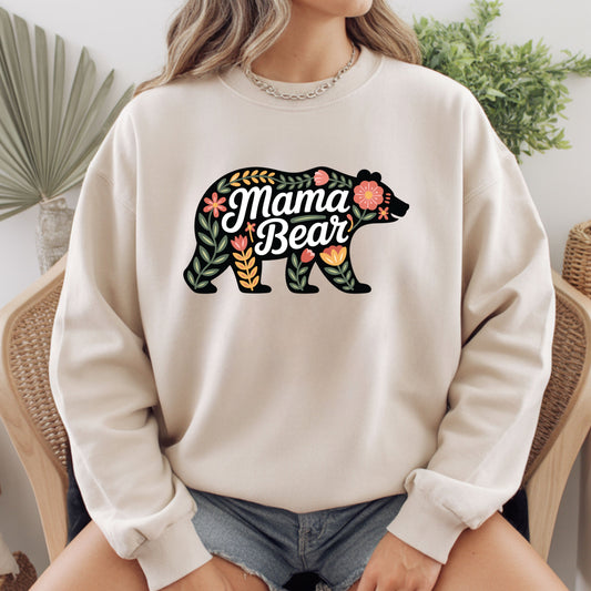 Mama Bear Comfort Colors T Shirt Floral Bear Silhouette Youth Tee Mother's Day Children Sweatshirt Mama Gift Idea Kids Apparel Retro Flower Graphic Gift