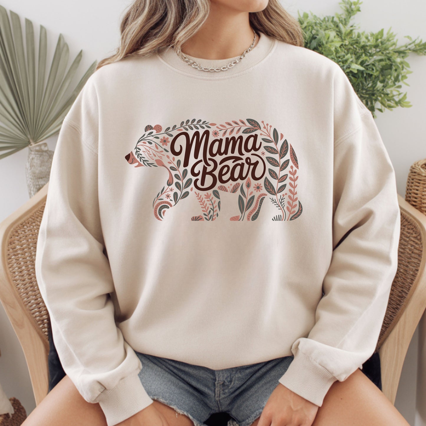 Mama Bear Comfort Colors T Shirt Floral Bear Silhouette Youth Tee Mother's Day Gift Idea Kids Sweatshirt Childrens Apparel Boho Mama Gifts