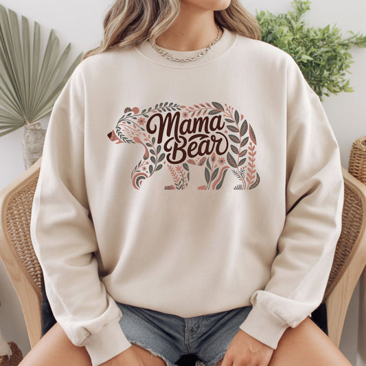 Mama Bear Comfort Colors T Shirt Floral Bear Silhouette Youth Tee Mother's Day Gift Idea Kids Sweatshirt Childrens Apparel Boho Mama Gifts