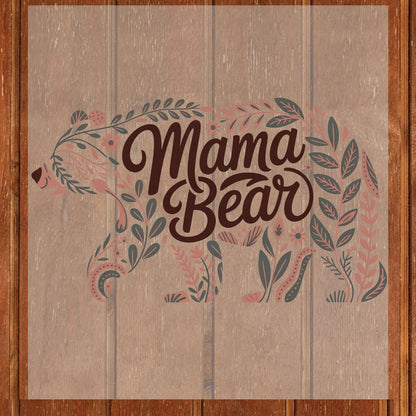 Mama Bear DTF Transfer Ready to Press Boho Floral Silhouette Mother's Day Gift For Mom Wife Flowers Nature UV Sticker Prints