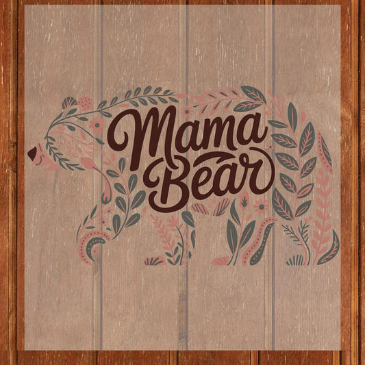 Mama Bear DTF Transfer Ready to Press Boho Floral Silhouette Mother's Day Gift For Mom Wife Flowers Nature UV Sticker Prints