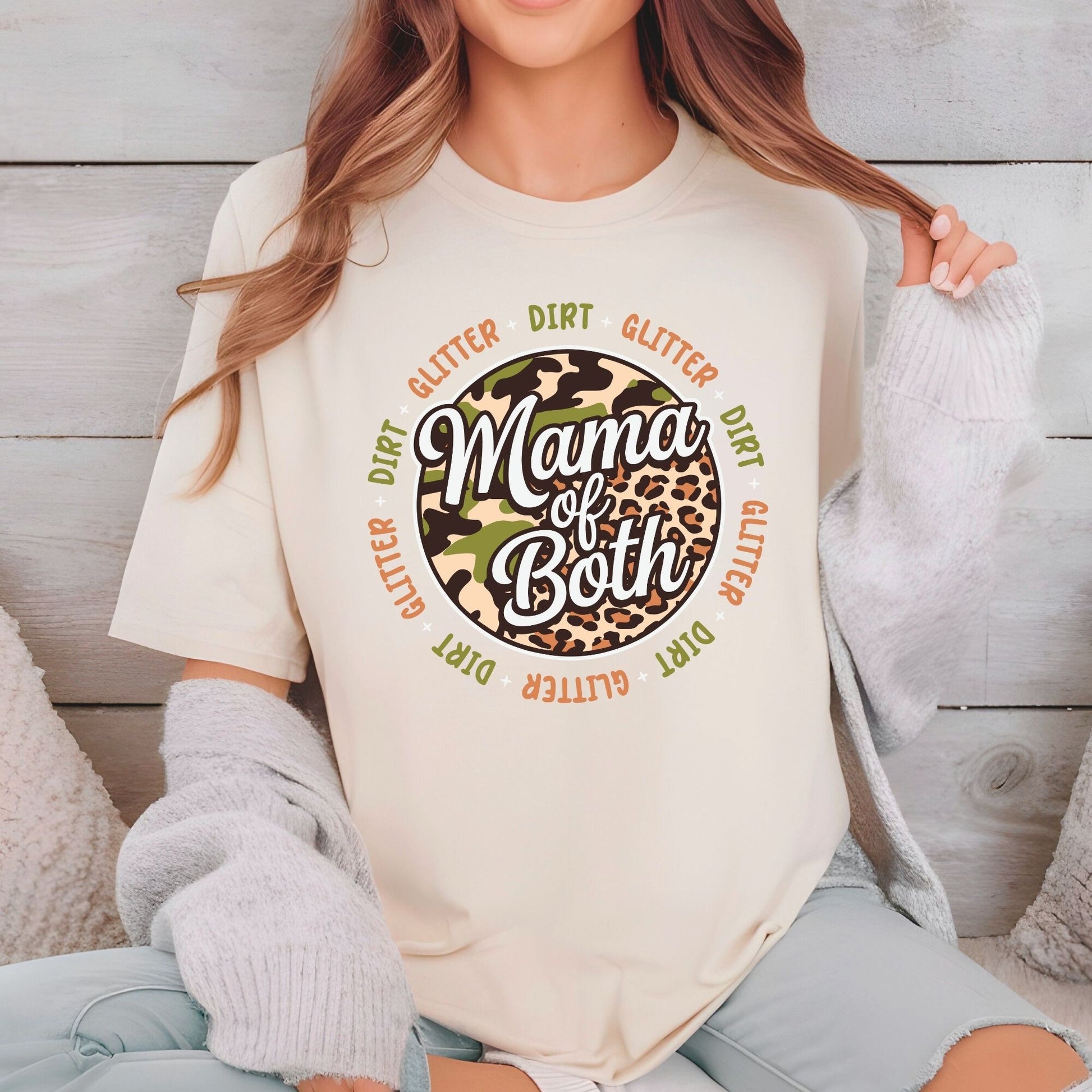 Mama of Both DTF Transfer ready to Press Dirt Glitter Mom Heat Transfer for Shirts Music Mama UV Sticker Prints