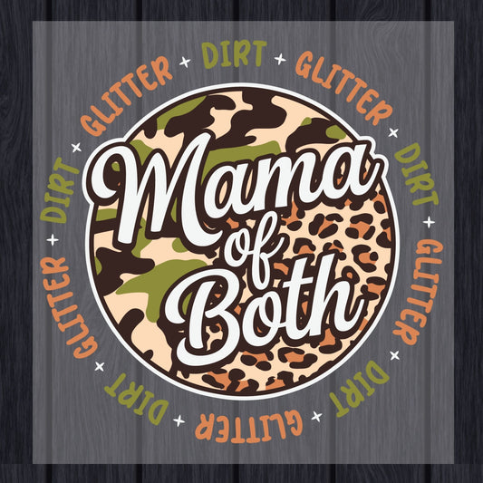 Mama of Both DTF Transfer ready to Press Dirt Glitter Mom Heat Transfer for Shirts Music Mama UV Sticker Prints