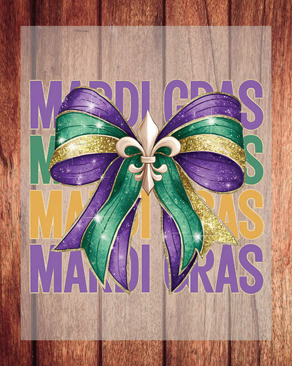 Mardi Gras Coquette Bow DTF Transfer Sheet for New Orlean 