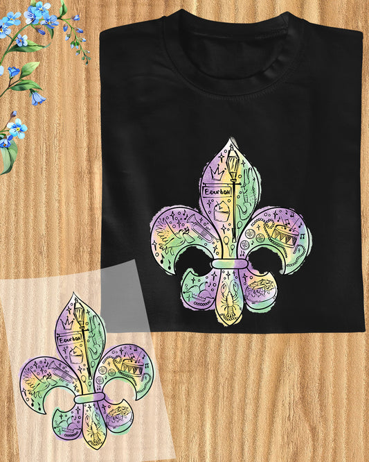 Mardi Gras Symbol Fleur De Lis Dtf Transfer Sheet Ready to Press