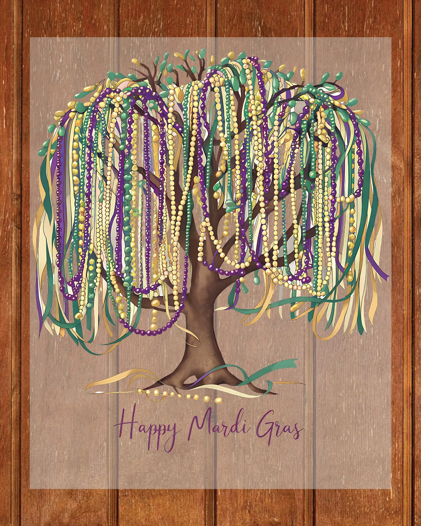 Mardi Gras Tree DTF Transfer Sheet - Bead Tree Carnival Ready to Press