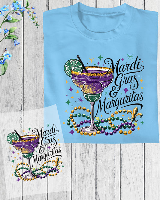 Mardi Gras & Margaritas DTF Transfer Sheet Drink Drunk Ready To Press