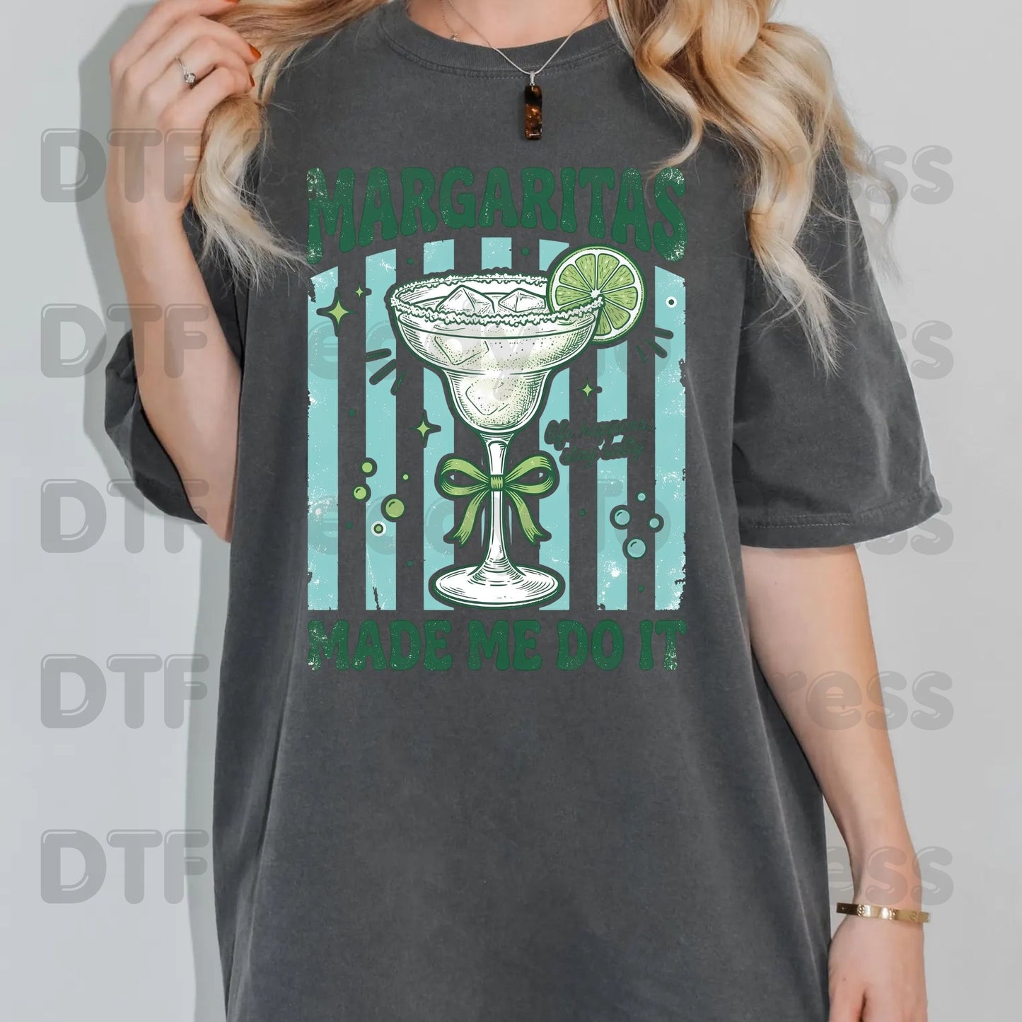 Margaritas Made Me Do It Life Happens Stay Salty DTF Transfer Ready to Press Retro Coquette Bow Cocktail Heat Transfer for Shirts UV Sticker