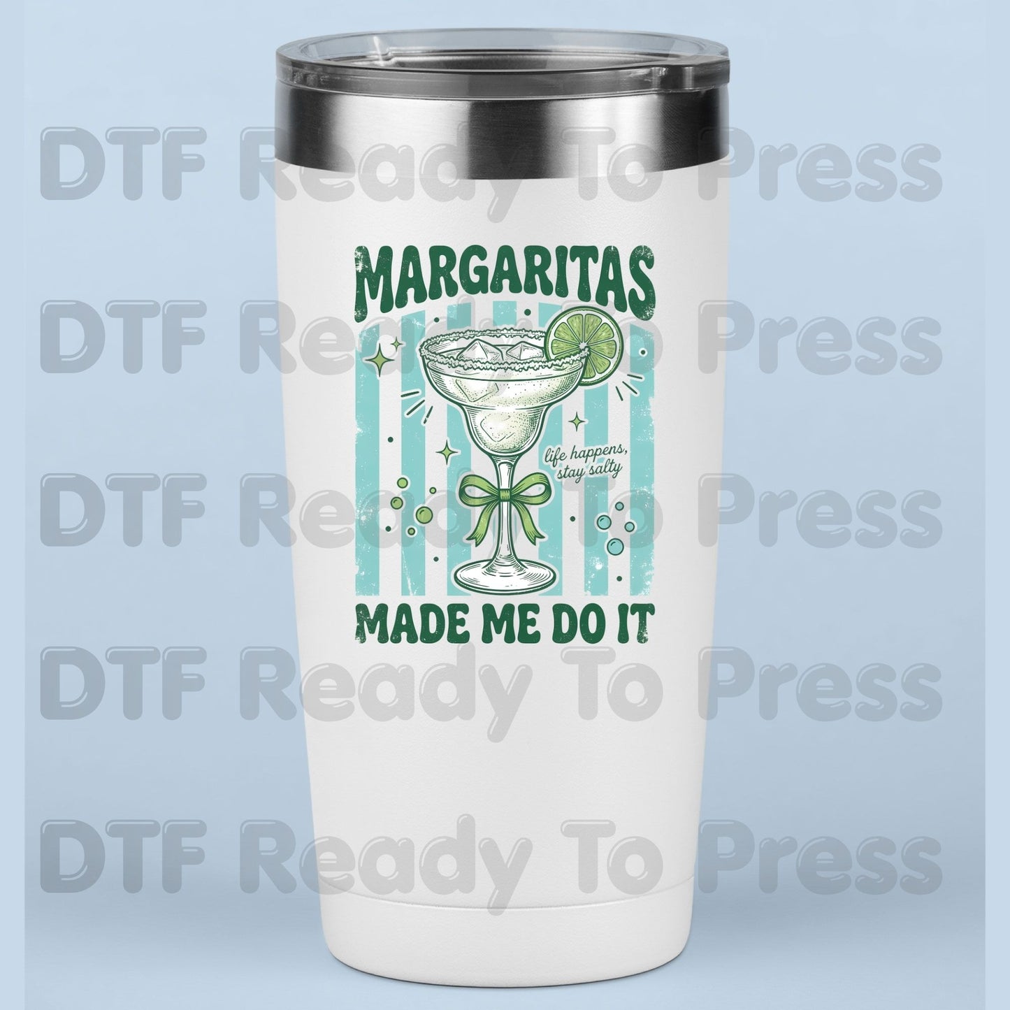 Margaritas Made Me Do It Life Happens Stay Salty DTF Transfer Ready to Press Retro Coquette Bow Cocktail Heat Transfer for Shirts UV Sticker