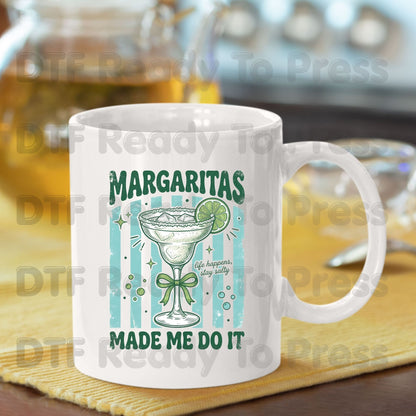 Margaritas Made Me Do It Life Happens Stay Salty DTF Transfer Ready to Press Retro Coquette Bow Cocktail Heat Transfer for Shirts UV Sticker