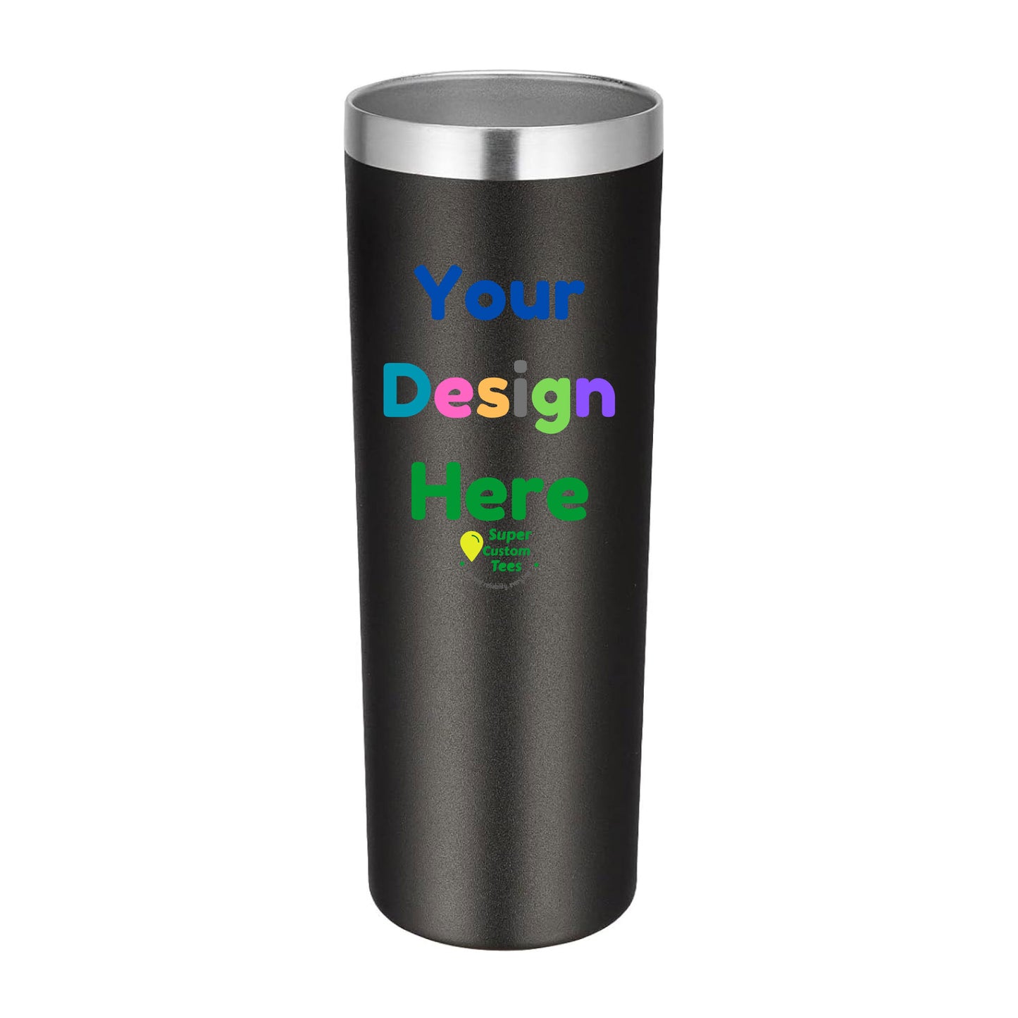 Custom Skinny Tumbler Insulated Stainless Steel Tumbler witth Lid and Straw - 20 oz