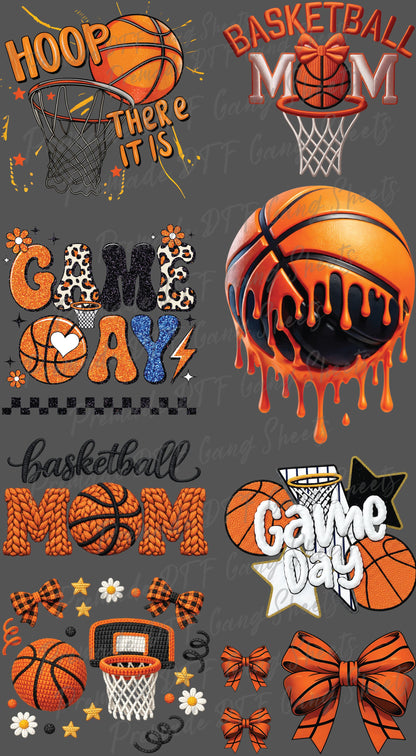 Basketball Premade Gang Sheet Basketball Mom DTF Transfer Gang Sheet Sports Ready For Press Gameday Basketball Heat Transfer Gang