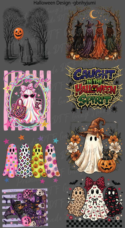 Halloween Premade DTF Transfer Ready to Press Holiday Season Spooky Ghost Heat Transfer For Shirts Halloween iron on Transfer Designs