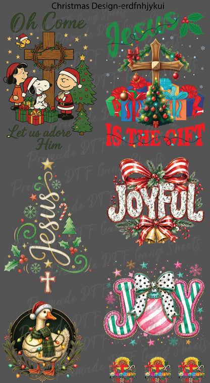 Christmas DTF Transfer Ready to Press Premade DTF Gang Sheet Jesus Is The Reason Cross Holiday Joyful Heat Transfer For Shirts Trendy