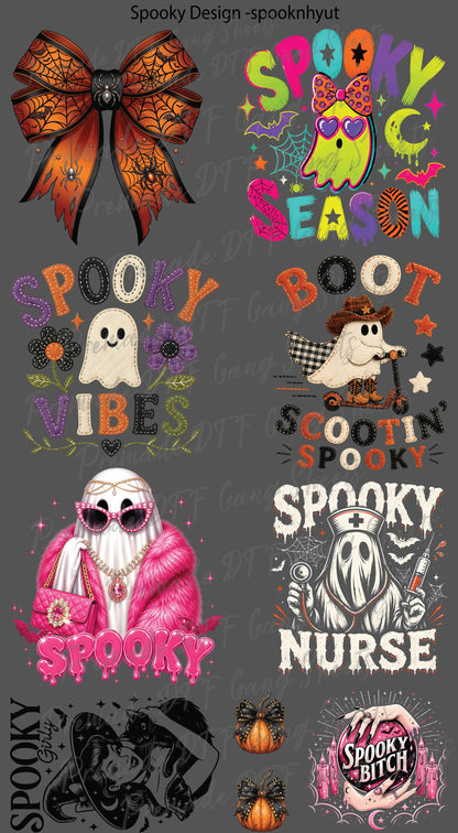 Spooky Season Premade Gang Sheet Halloween DTF Transfer Ready to Press Holiday Season Spooky Ghost Heat Transfer For Sh