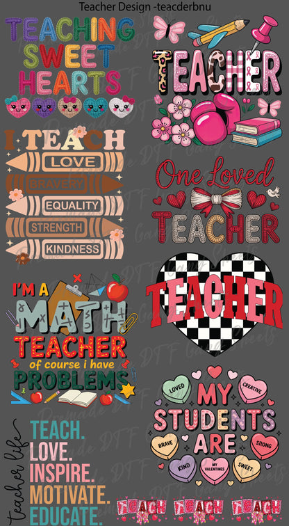 Teacher Premade Gang Sheet Teacher DTF Transfer Ready to Press Designs Teach Heat Transfer For Shirts Teacher Life Gifts
