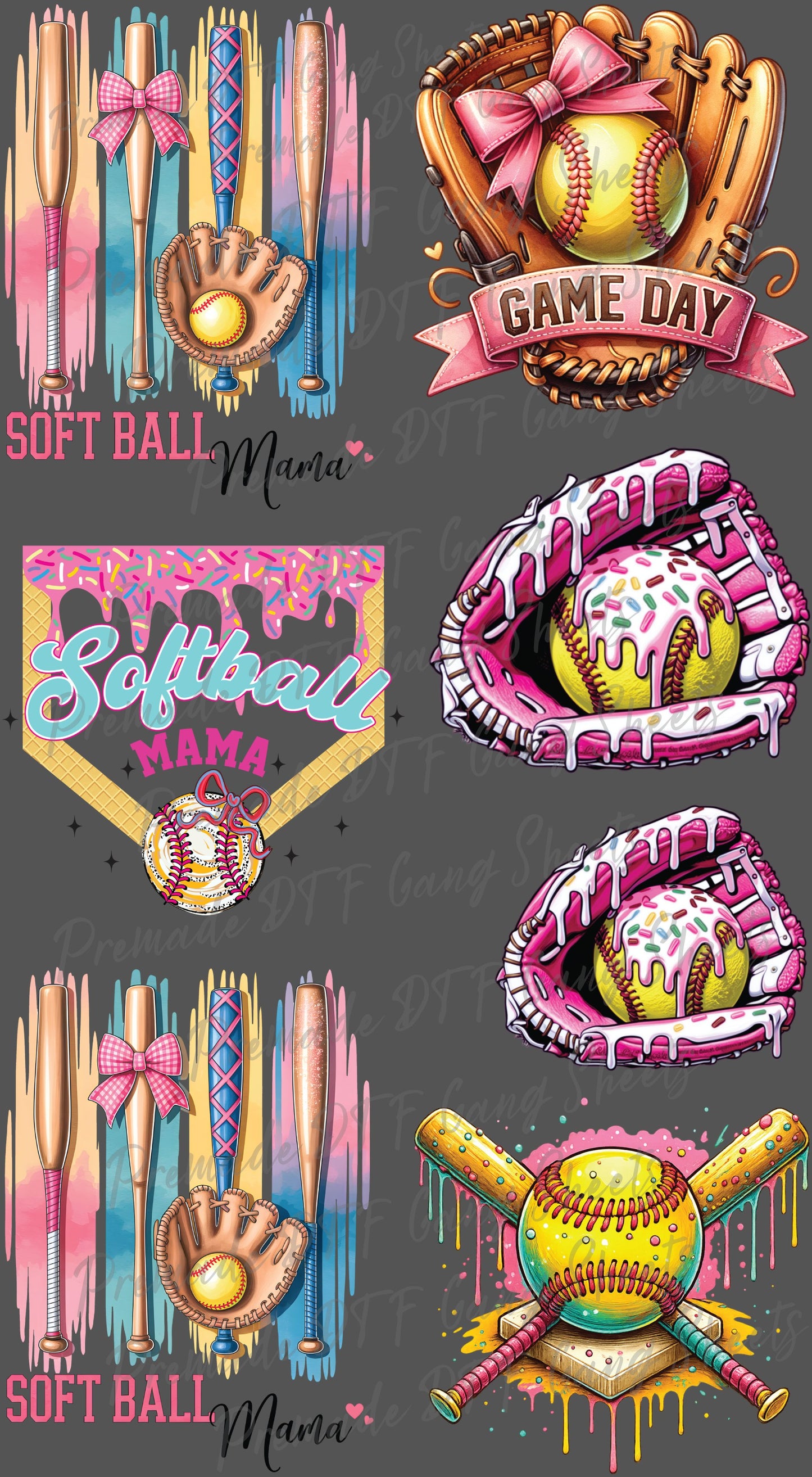 Softball Premade Gang Sheet Softball Vibes DTF Transfer Gang Sheet Trendy Softball Ready For Press Gameday Softball Heat Transfer Gang