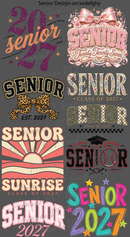 DTF Gang Sheet Senior Class of 2027 Premade Graduation DTF Transfer Ready to Press Class of 2k27 Heat Transfer Trendy Senior Shirt